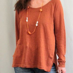 Madewell Pumpkin Linen Long Sleeve Top